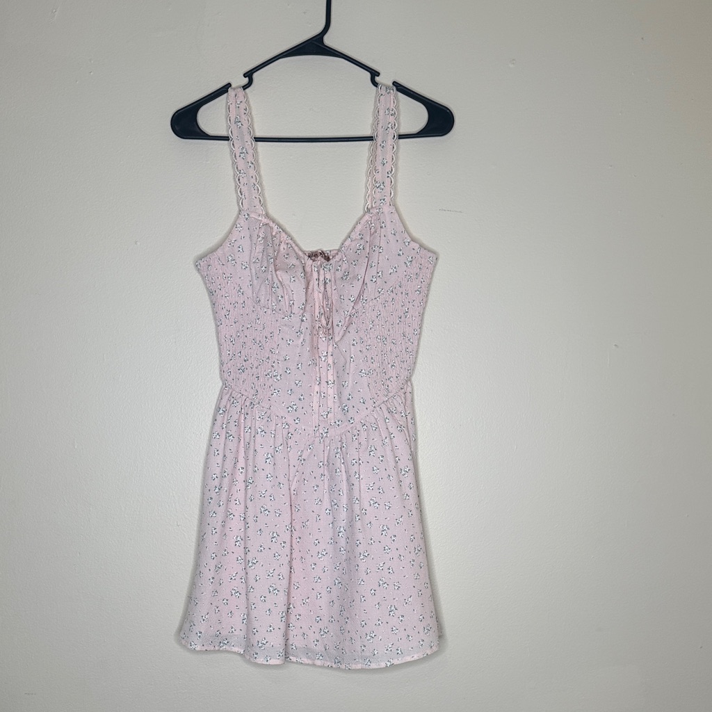 Pink Floral Tie-Front Sundress